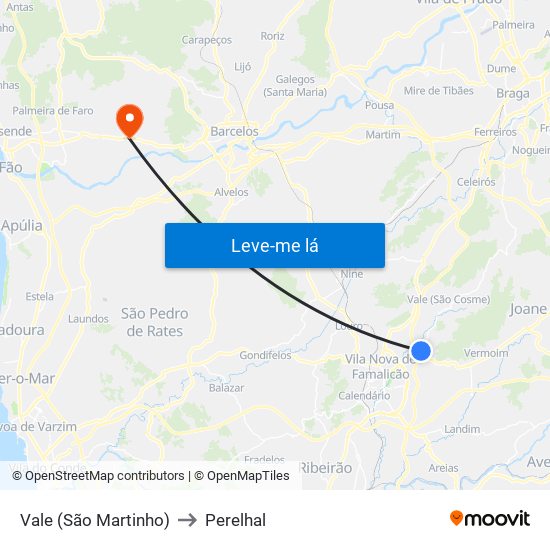 Vale (São Martinho) to Perelhal map