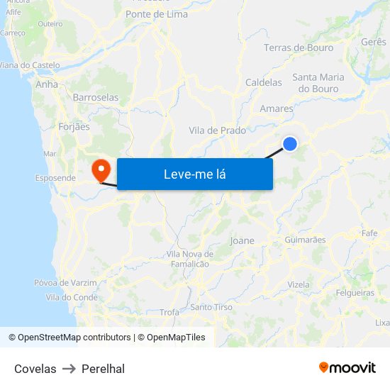 Covelas to Perelhal map
