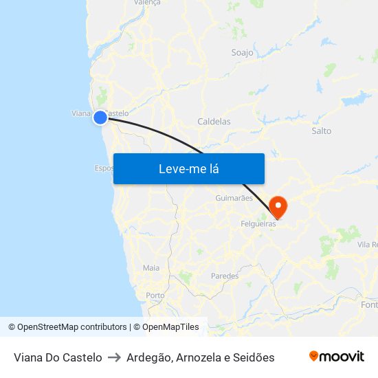 Viana Do Castelo to Ardegão, Arnozela e Seidões map