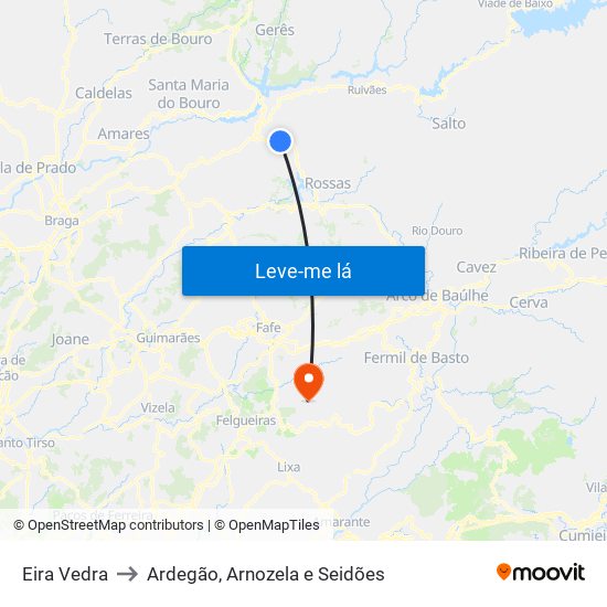 Eira Vedra to Ardegão, Arnozela e Seidões map