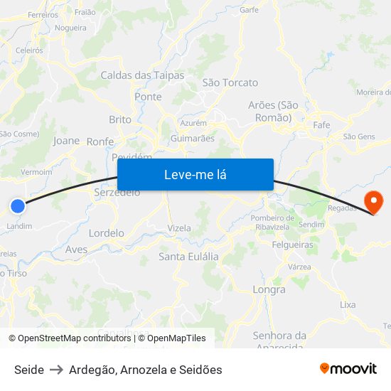 Seide to Ardegão, Arnozela e Seidões map