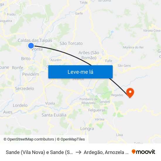 Sande (Vila Nova) e Sande (São Clemente) to Ardegão, Arnozela e Seidões map