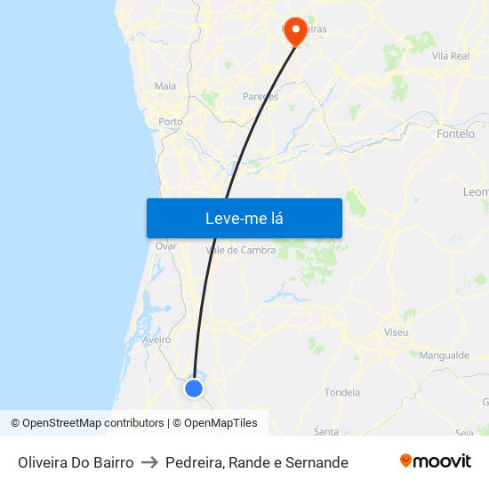 Oliveira Do Bairro to Pedreira, Rande e Sernande map