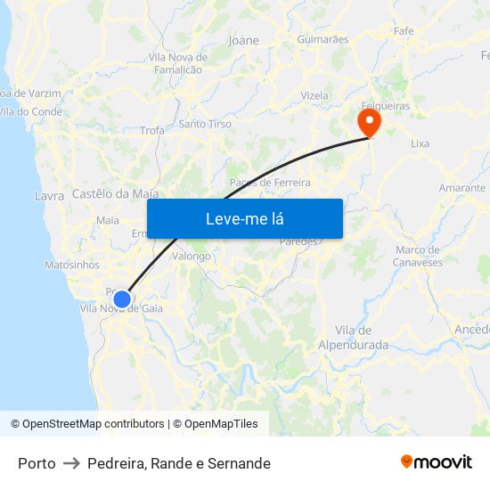 Porto to Pedreira, Rande e Sernande map