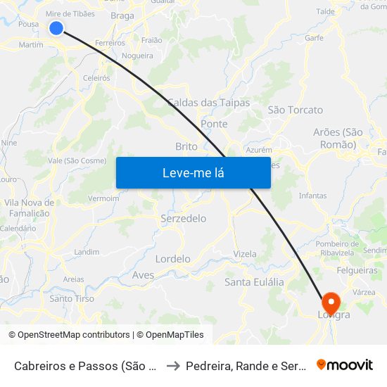 Cabreiros e Passos (São Julião) to Pedreira, Rande e Sernande map