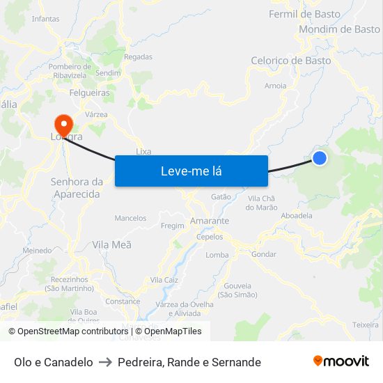 Olo e Canadelo to Pedreira, Rande e Sernande map