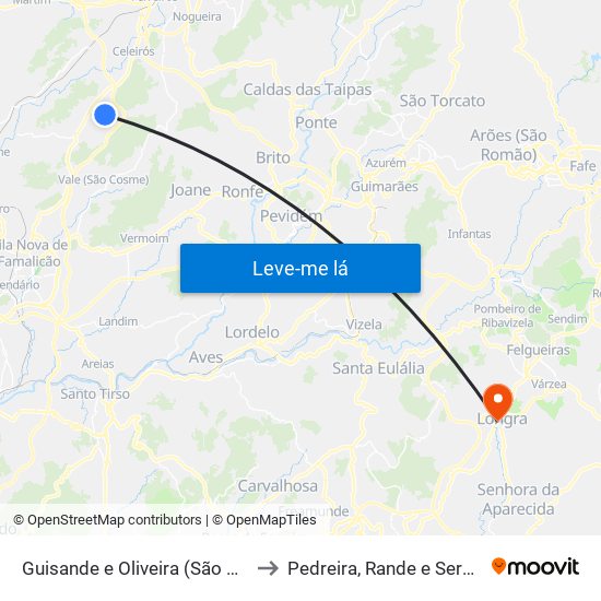 Guisande e Oliveira (São Pedro) to Pedreira, Rande e Sernande map