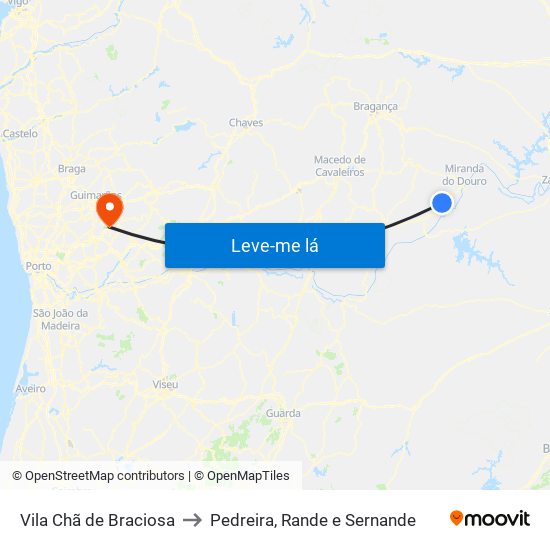 Vila Chã de Braciosa to Pedreira, Rande e Sernande map