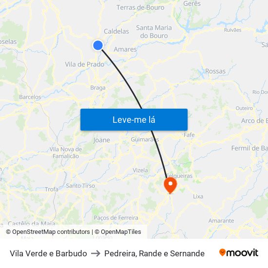 Vila Verde e Barbudo to Pedreira, Rande e Sernande map