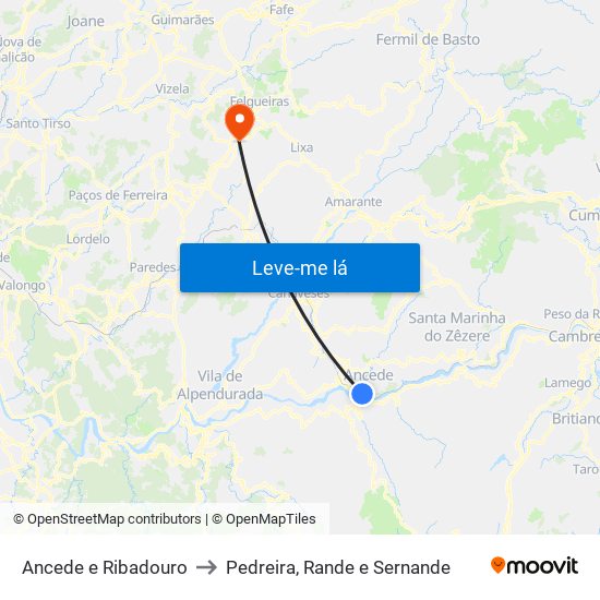 Ancede e Ribadouro to Pedreira, Rande e Sernande map