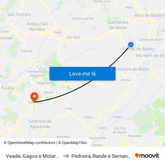 Veade, Gagos e Molares to Pedreira, Rande e Sernande map