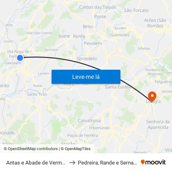 Antas e Abade de Vermoim to Pedreira, Rande e Sernande map