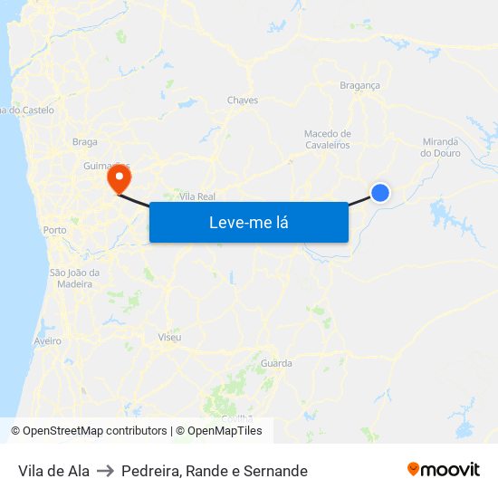 Vila de Ala to Pedreira, Rande e Sernande map