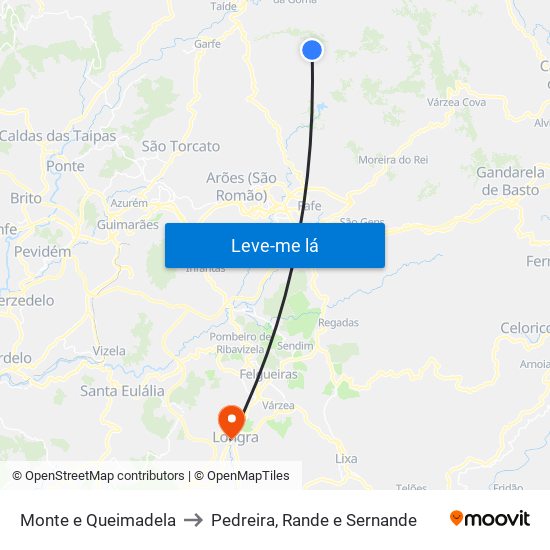 Monte e Queimadela to Pedreira, Rande e Sernande map