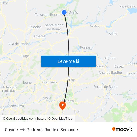 Covide to Pedreira, Rande e Sernande map