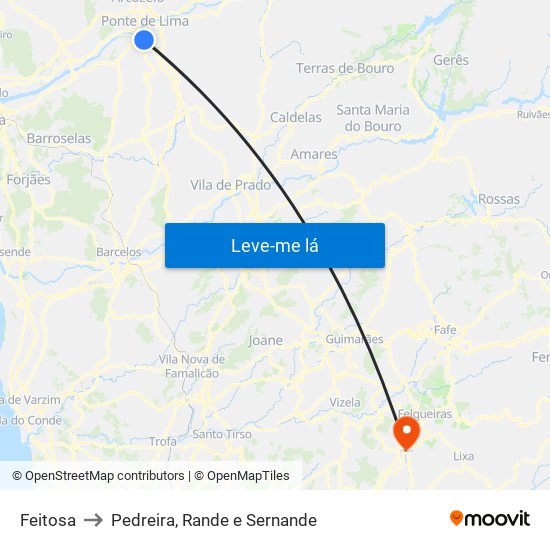 Feitosa to Pedreira, Rande e Sernande map