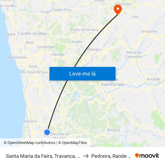 Santa Maria da Feira, Travanca, Sanfins e Espargo to Pedreira, Rande e Sernande map