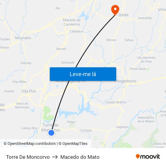 Torre De Moncorvo to Macedo do Mato map