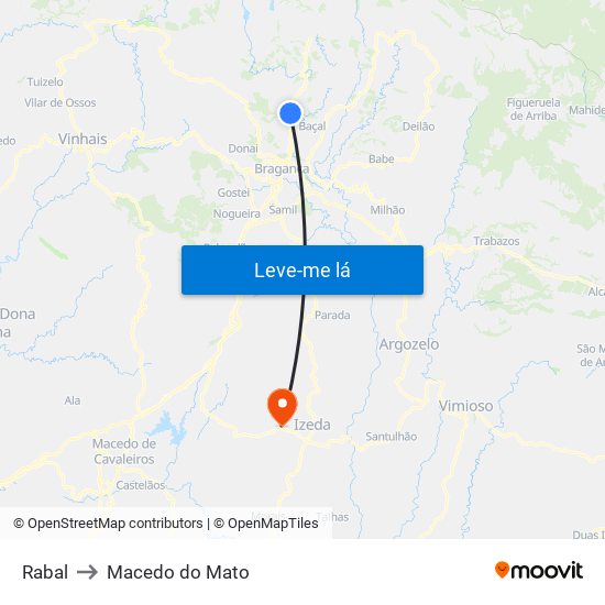 Rabal to Macedo do Mato map