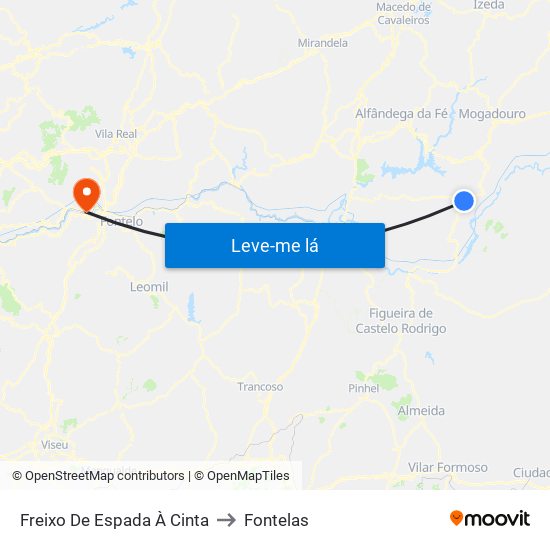 Freixo De Espada À Cinta to Fontelas map