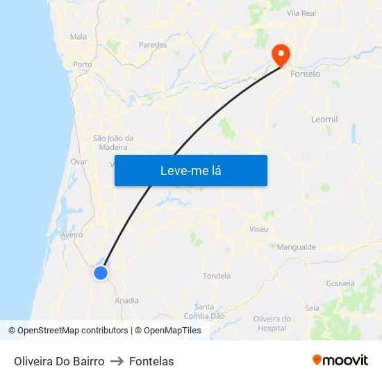 Oliveira Do Bairro to Fontelas map