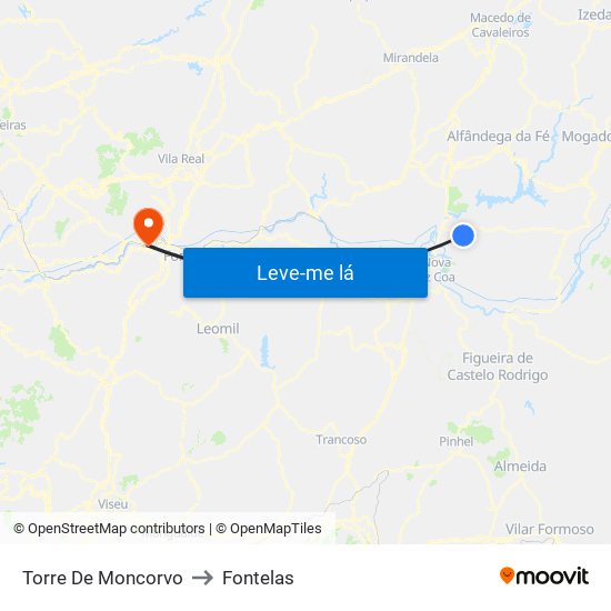 Torre De Moncorvo to Fontelas map