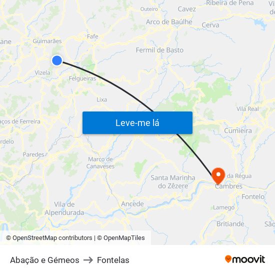 Abação e Gémeos to Fontelas map