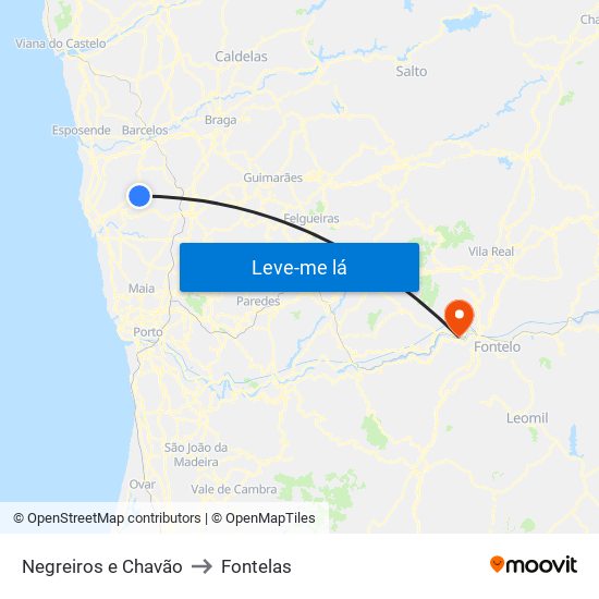 Negreiros e Chavão to Fontelas map