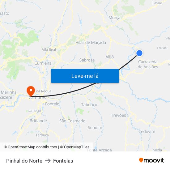 Pinhal do Norte to Fontelas map