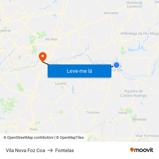 Vila Nova Foz Coa to Fontelas map