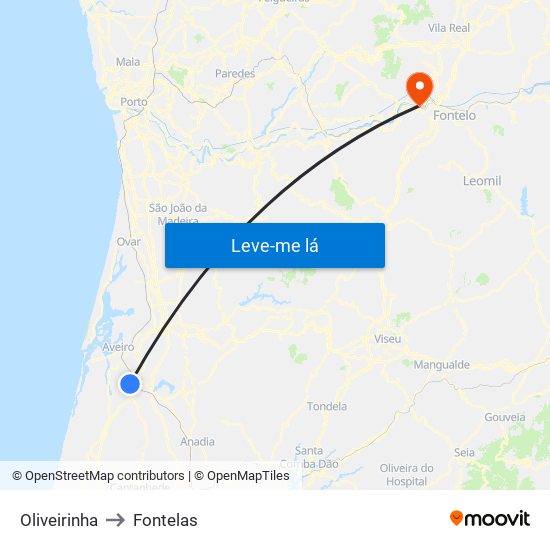 Oliveirinha to Fontelas map