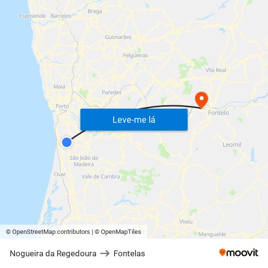 Nogueira da Regedoura to Fontelas map