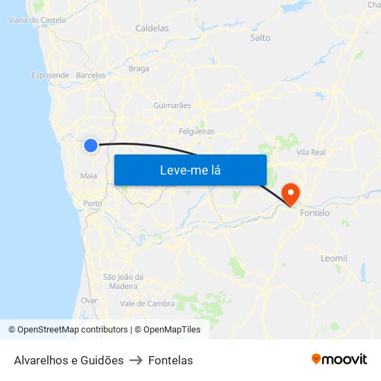 Alvarelhos e Guidões to Fontelas map