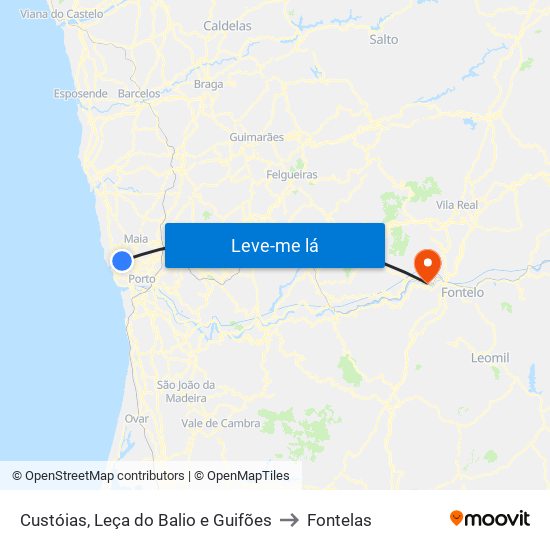 Custóias, Leça do Balio e Guifões to Fontelas map