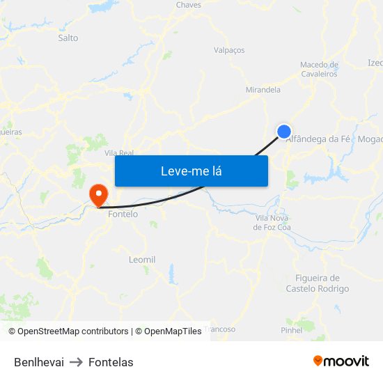 Benlhevai to Fontelas map