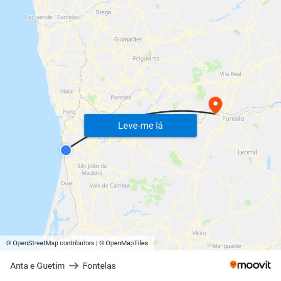 Anta e Guetim to Fontelas map