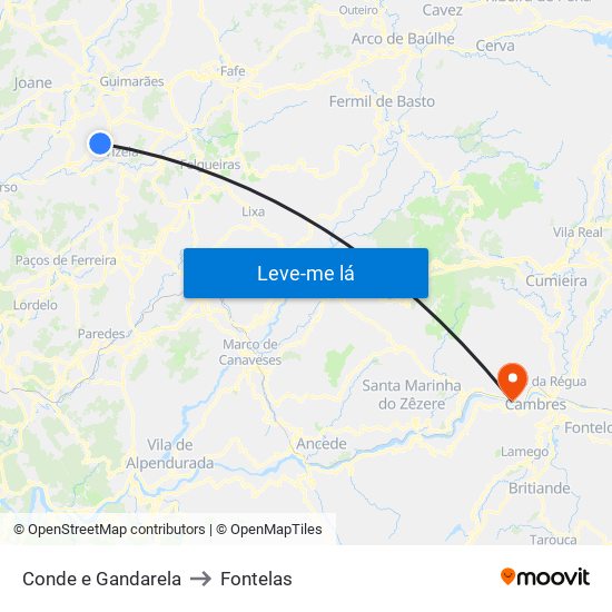 Conde e Gandarela to Fontelas map