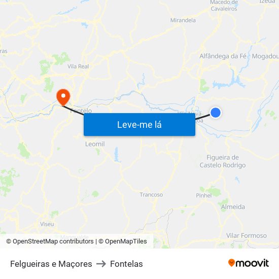 Felgueiras e Maçores to Fontelas map