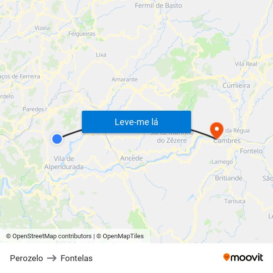 Perozelo to Fontelas map