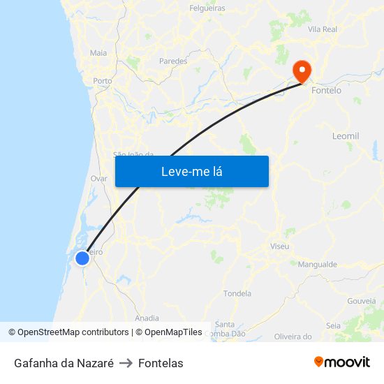 Gafanha da Nazaré to Fontelas map