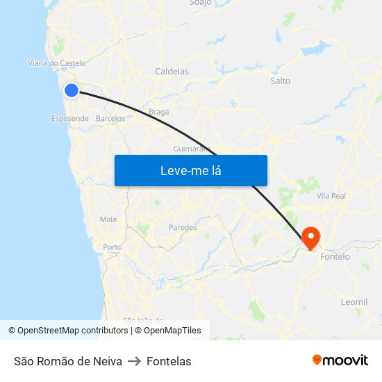 São Romão de Neiva to Fontelas map