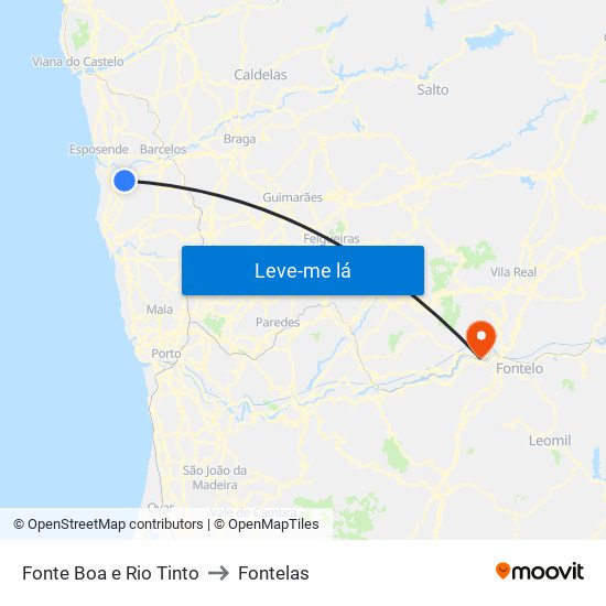 Fonte Boa e Rio Tinto to Fontelas map