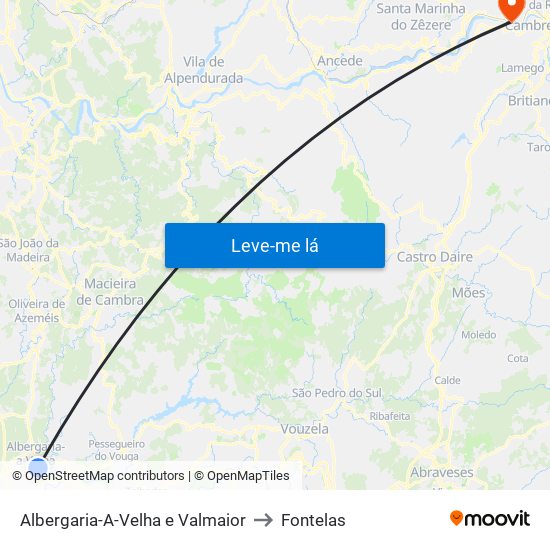 Albergaria-A-Velha e Valmaior to Fontelas map