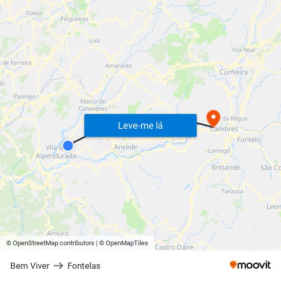 Bem Viver to Fontelas map
