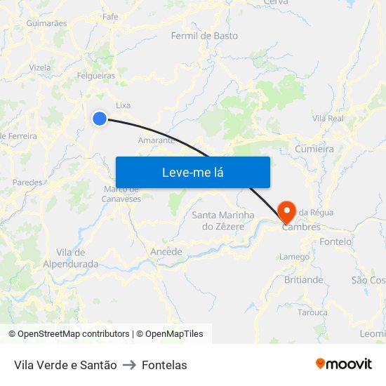 Vila Verde e Santão to Fontelas map