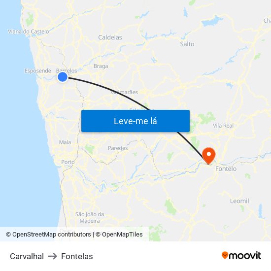 Carvalhal to Fontelas map