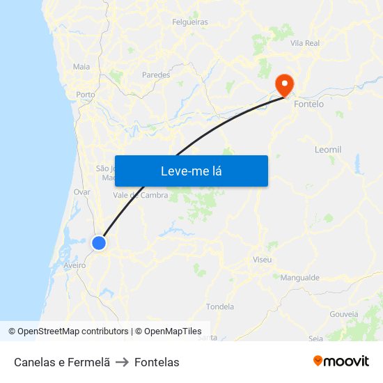 Canelas e Fermelã to Fontelas map