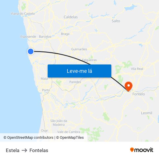 Estela to Fontelas map