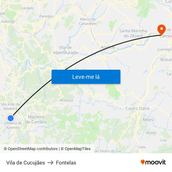 Vila de Cucujães to Fontelas map