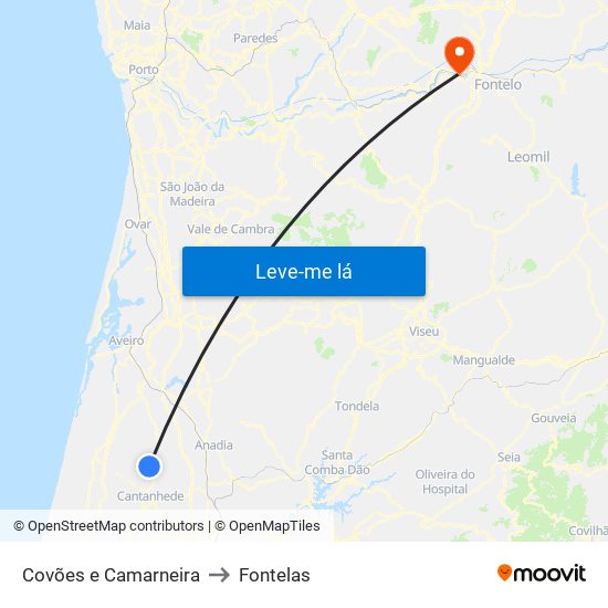 Covões e Camarneira to Fontelas map